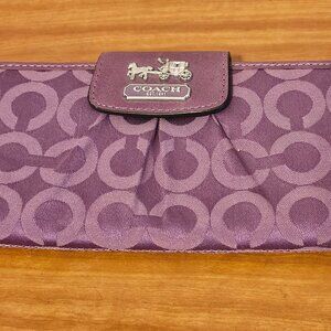 Purple Lavendar "Coach" Signature Trifold Wallet
